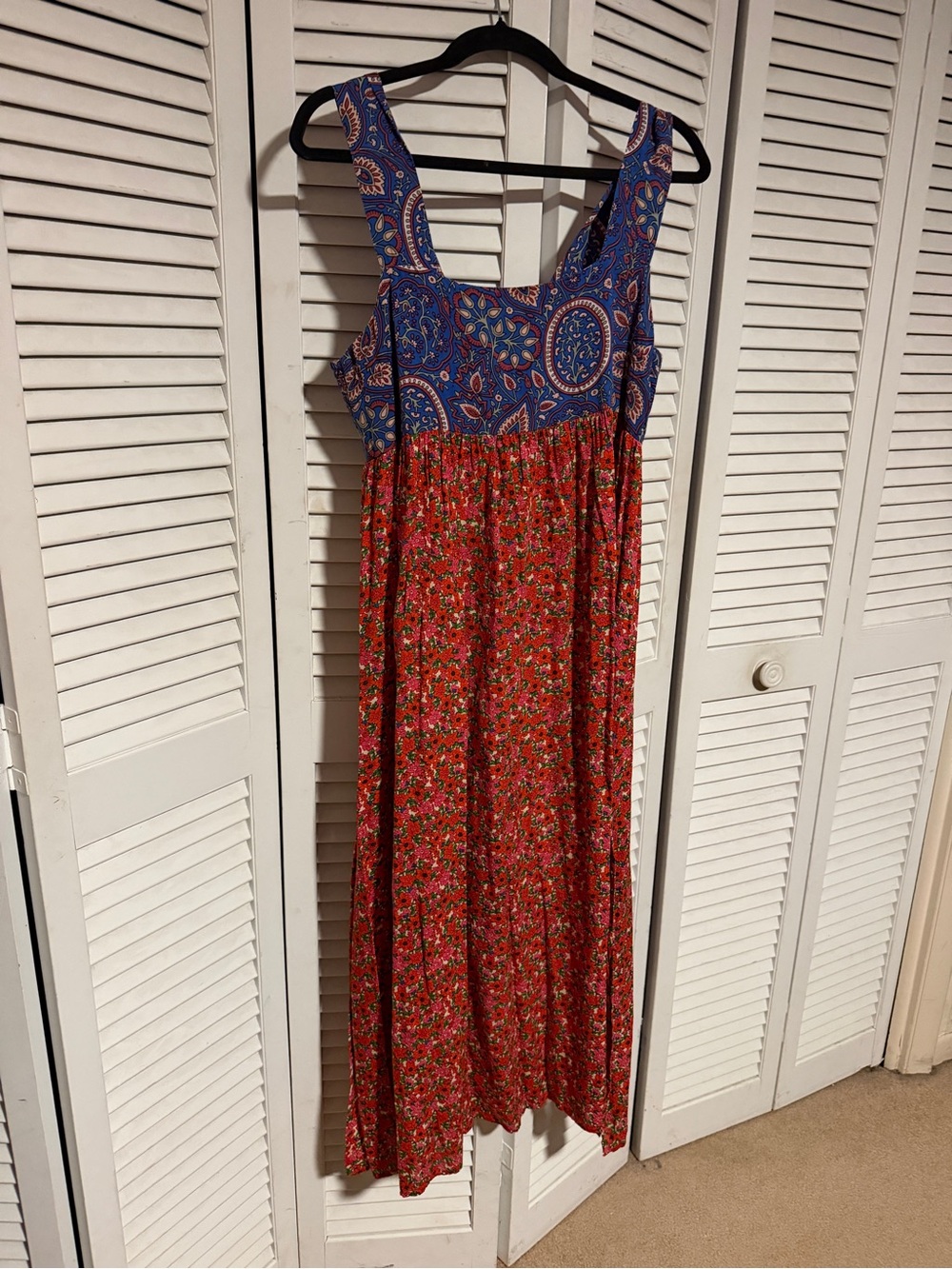 NATURAL LIFE Blue Paisley & Red Floral Maxi Dress